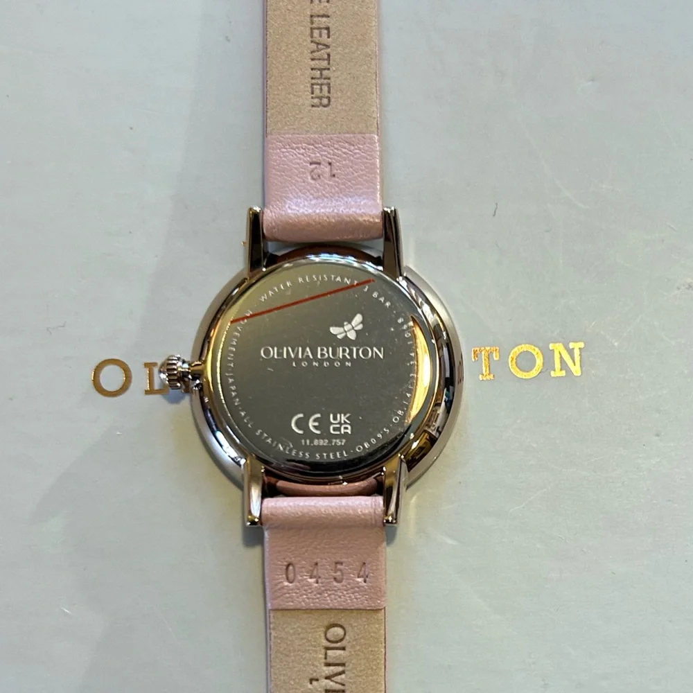 Olivia Burton Watch with 28mm Silver Face With Classic UltaSlim Bee & Pink Band - Picture 3 of 6